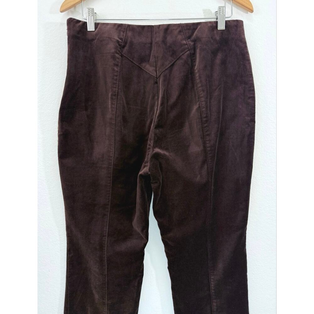 Maeve High Rise Split Front Velvet Skinny Pants Brown Holiday Party Stretch Sz M - Picture 10 of 14